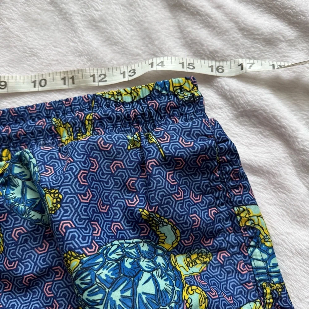 Mens Swim Trunks Turtle Print Blue and Yellow Size M Club Room Brand